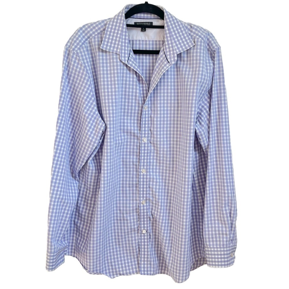 Banana Republic Non Iron Tailored Plaid Men’s Long Sleeve Button Down Shirt XL